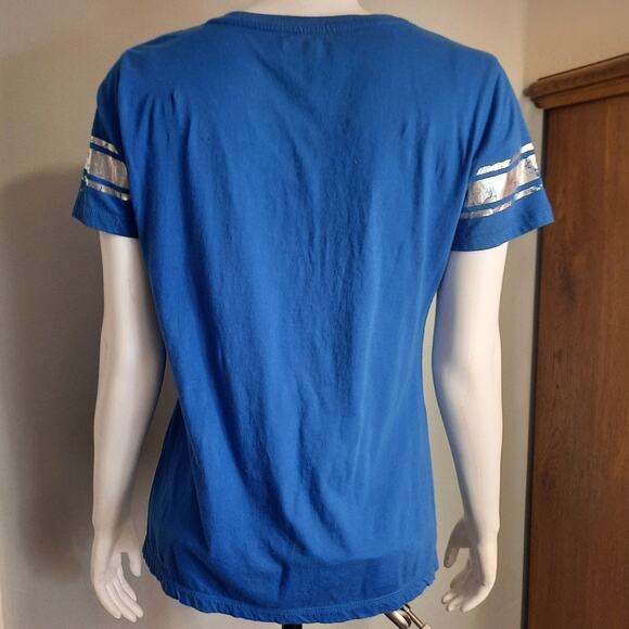 NASCAR Dale Earnhardt Jr 88 Cobalt Blue V Neck sz Large Metallic Graphic Tee - Picture 3 of 9